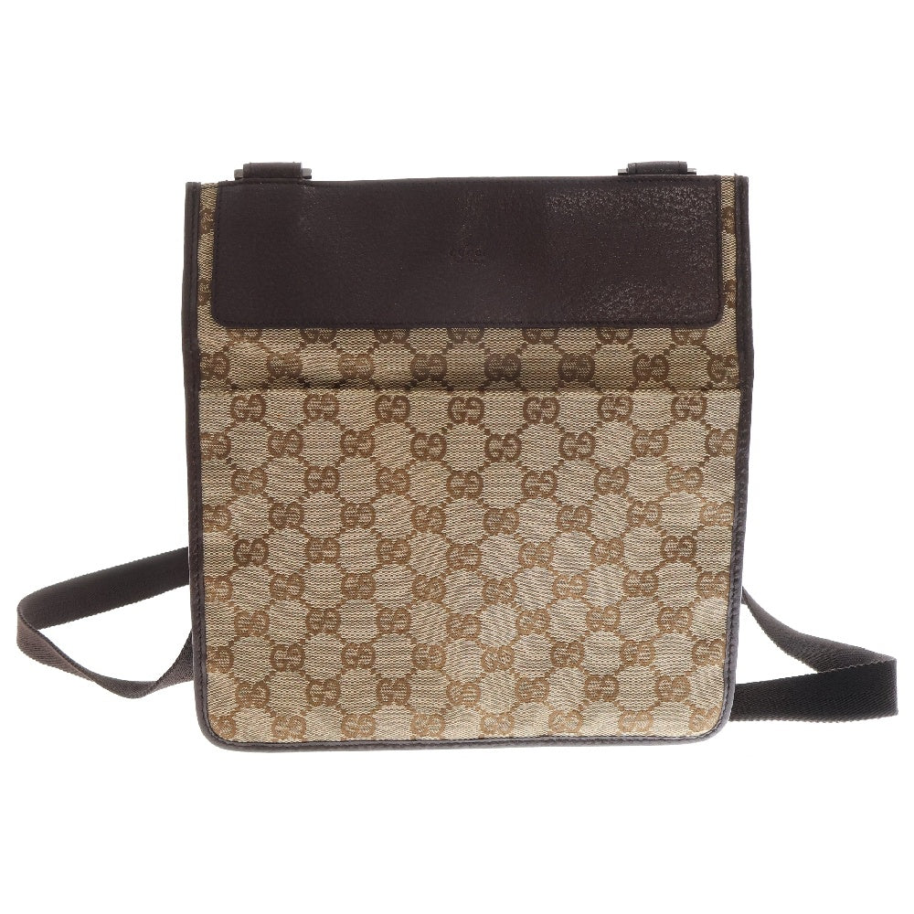 GUCCI(グッチ) GGキャンバス ショルダーバッグ ブラウン×ベージュ レザー×キャンバス 27639