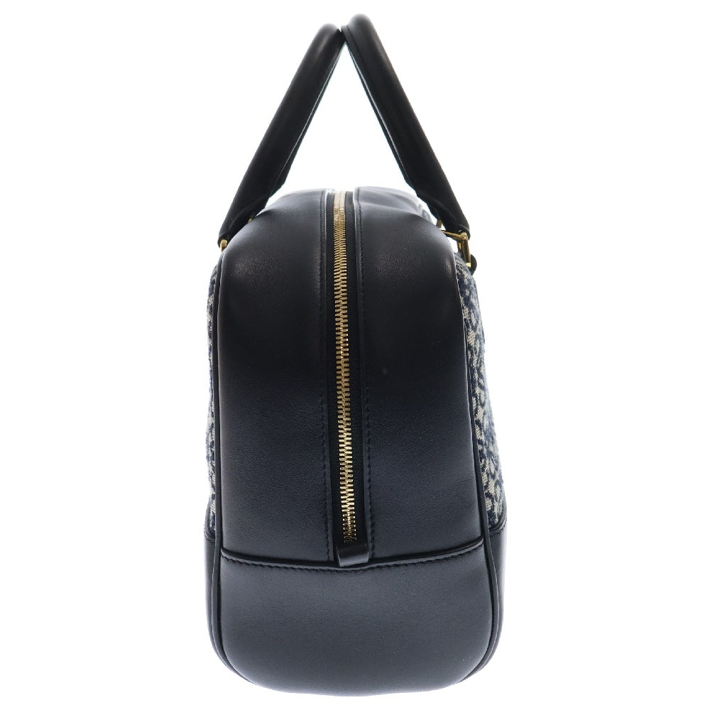 LOEWE(ロエベ) アマソナ28 ネイビー ジャガード×レザー ハンドバッグ トートバッグ ネイビー ゴールド金具