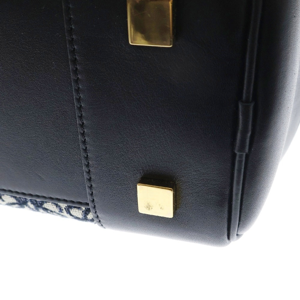 LOEWE(ロエベ) アマソナ28 ネイビー ジャガード×レザー ハンドバッグ トートバッグ ネイビー ゴールド金具