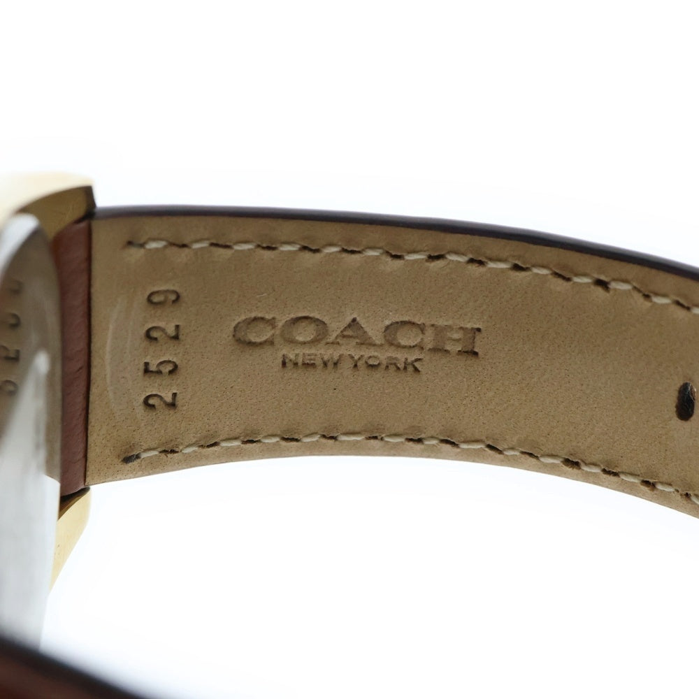 COACH(コーチ) グレイソン シグネチャー レザーベルト ブラウン文字盤 クォーツ アナログウォッチ 腕時計 ゴールド/ブラウン