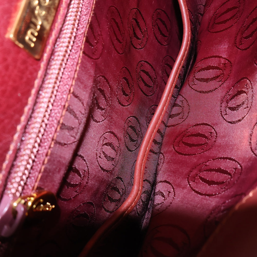 Cartier(カルティエ) マストライン ダブルフラップ ショルダーバッグ ワインレッド ボルドー レザー 斜め掛けバッグ 肩掛けバッグ ゴールド金具