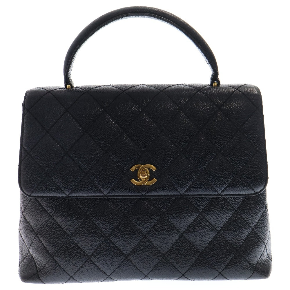 CHANEL(シャネル) マトラッセ30 トップハンドル キャビアスキン ハンドバッグ ブラック レディース