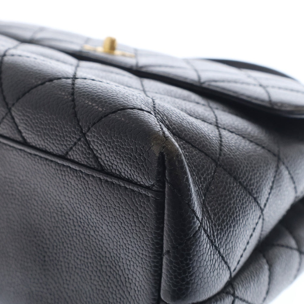 CHANEL(シャネル) マトラッセ30 トップハンドル キャビアスキン ハンドバッグ ブラック レディース