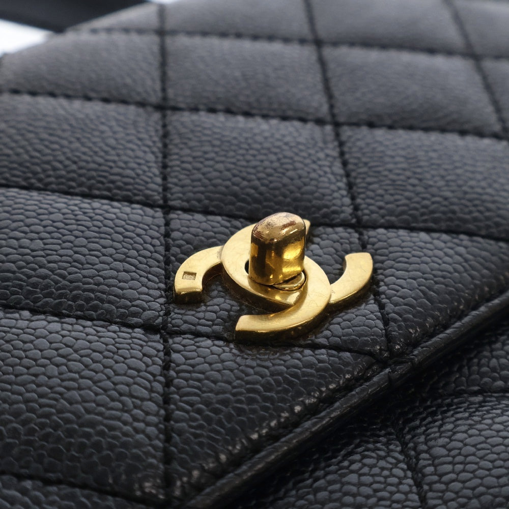 CHANEL(シャネル) マトラッセ30 トップハンドル キャビアスキン ハンドバッグ ブラック レディース