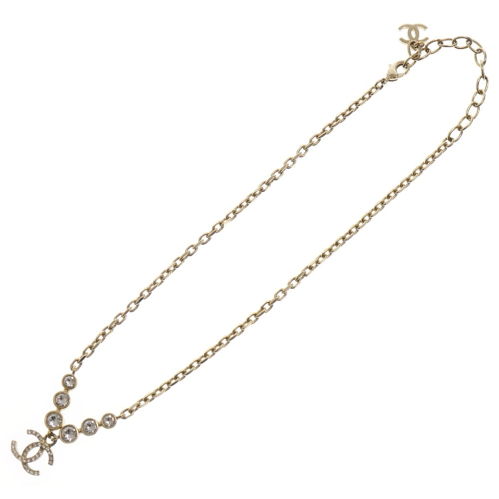 CHANEL(シャネル) ココマーク 3連ラインストーン ネックレス GP シャンパンゴールド ペンダント