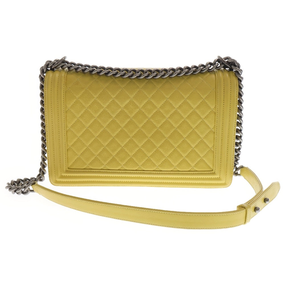 CHANEL(シャネル) ボーイシャネル チェーンショルダーバッグ イエロー ラムスキン シルバー金具 シリアルシール