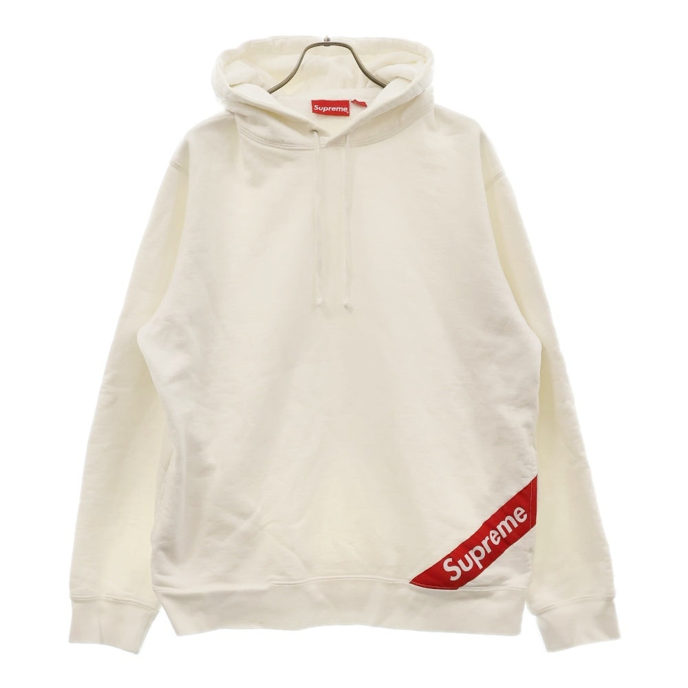 SUPREME(シュプリーム) 18SS Corner Label Hooded Sweatshirt コーナー ラベル ロゴプルオーバーパーカー ホワイト