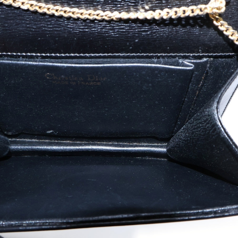 Christian Dior(クリスチャンディオール) チェーンショルダーレザーバッグ ブラック