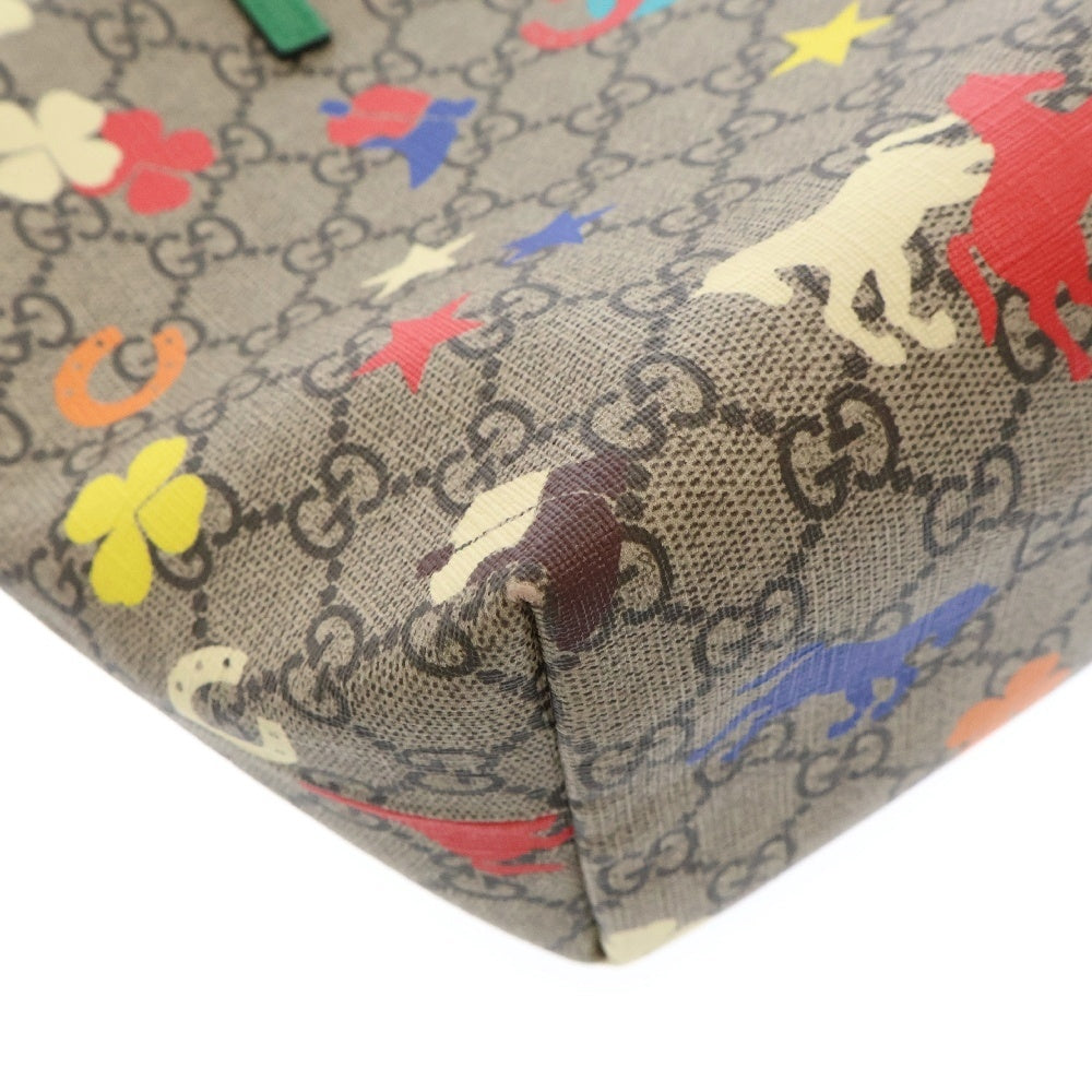 GUCCI(グッチ) GGスプリーム トートバッグ ハンドバッグ ミニバッグ ベージュ×グリーン マルチカラー レザー 410812