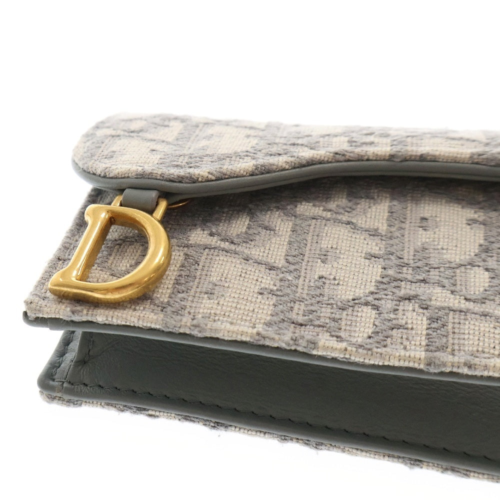 Christian Dior(クリスチャンディオール) サドル オブリーク カードケース グレー キャンバス×レザー
