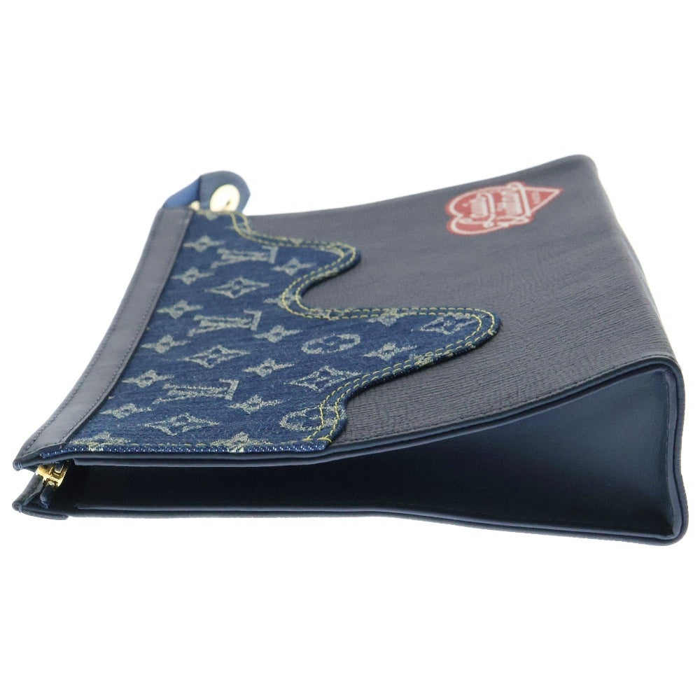 LOUIS VUITTON(ルイヴィトン) ×NIGO モノグラムドリップデニム ポシェットヴォワヤージュ MM クラッチバッグ セカンドバッグ ブルー M45961