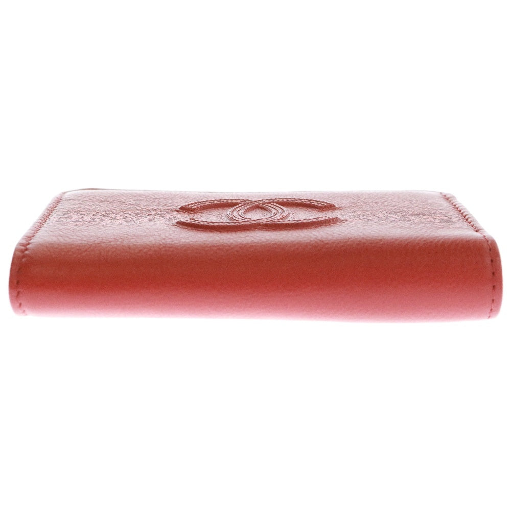 CHANEL(シャネル) L字ファスナー コインケース レッド レザー キーリング付