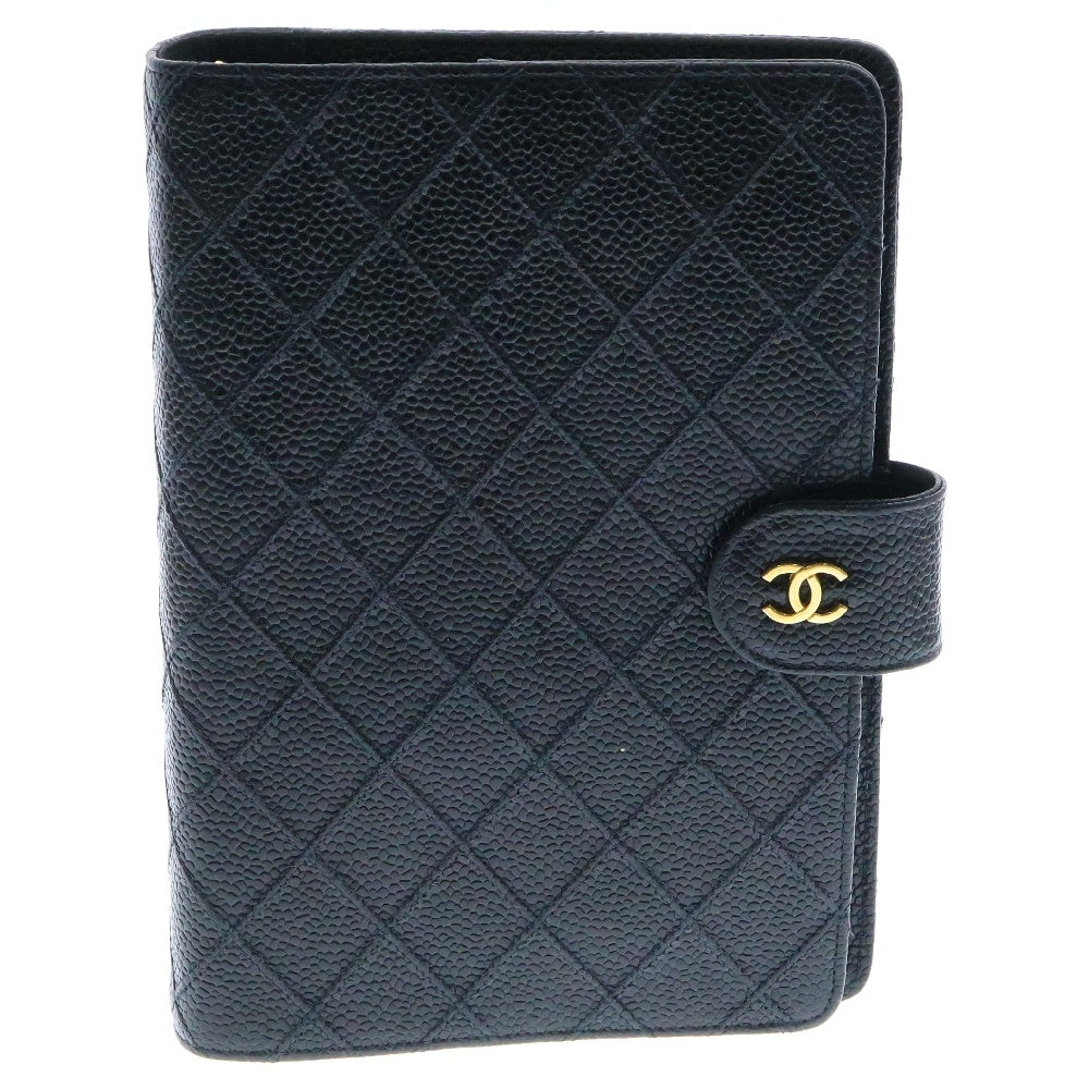 CHANEL(シャネル) マトラッセ ピコローレ 手帳カバー ブックカバー キャビアスキン ブラック ゴールド金具