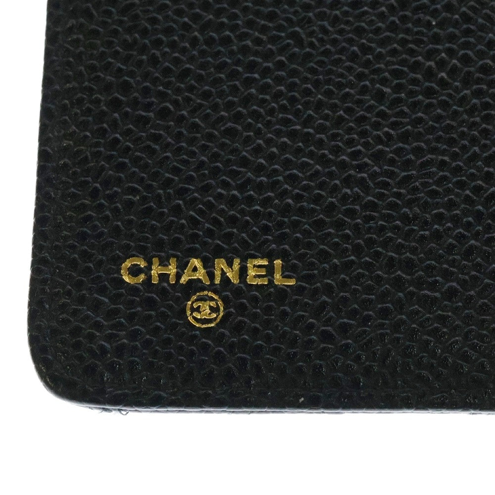 CHANEL(シャネル) マトラッセ ピコローレ 手帳カバー ブックカバー キャビアスキン ブラック ゴールド金具