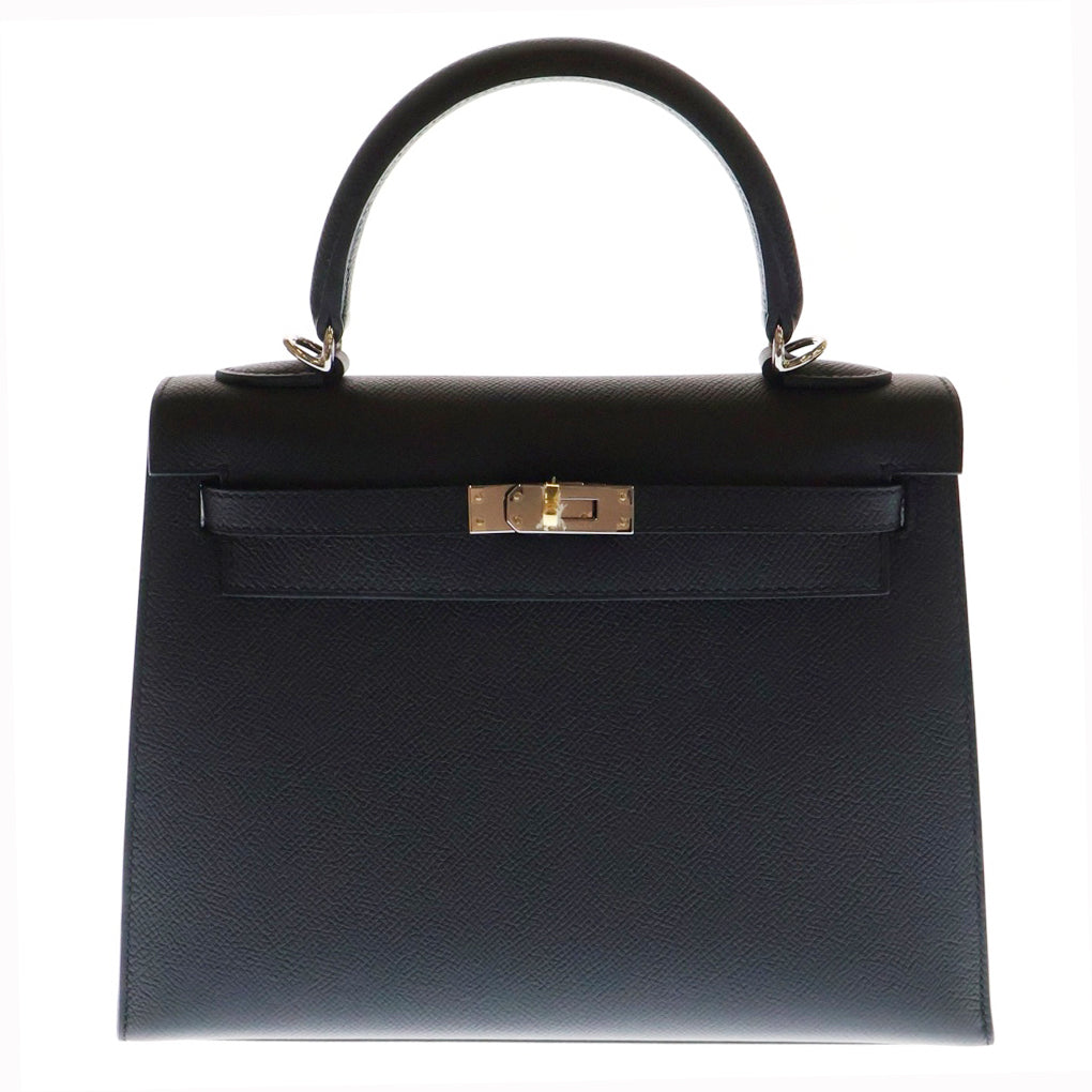 HERMES(エルメス) ケリー25 ノワール エプソン エレクトラム 2wayバッグ ショルダーバッグ K刻印