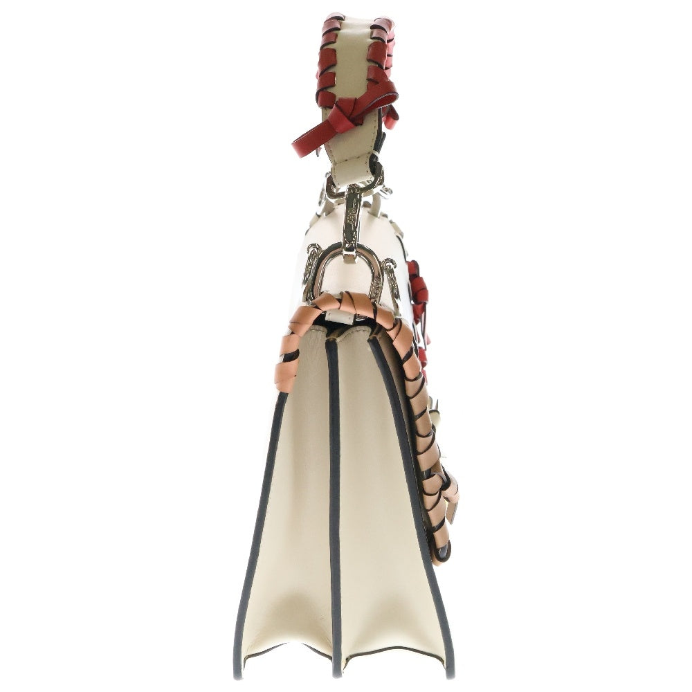 FENDI(フェンディ) キャナイ リボン 2WAYバッグ ハンドバッグ ショルダーバッグ シルバー金具 ピンク レザー