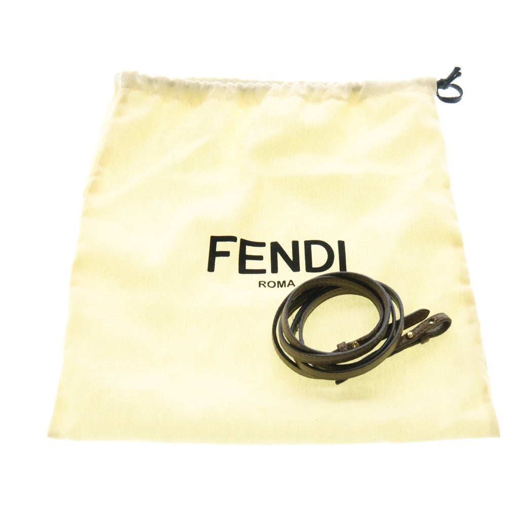 FENDI(フェンディ) FF モントレゾール バケット2WAYバッグ ハンドバッグ ショルダーバッグ ミニバッグ ブラウン×ホワイト レザー ゴールド金具 8BS010