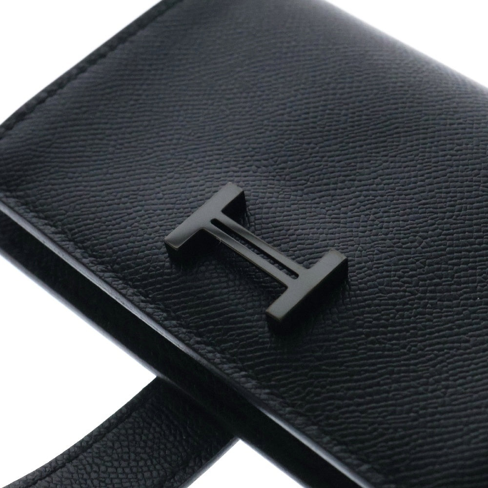 HERMES(エルメス) ベアン ミニ カードケース ソーブラック ブラック金具 ヴォーエプソン K刻印 名刺入れ