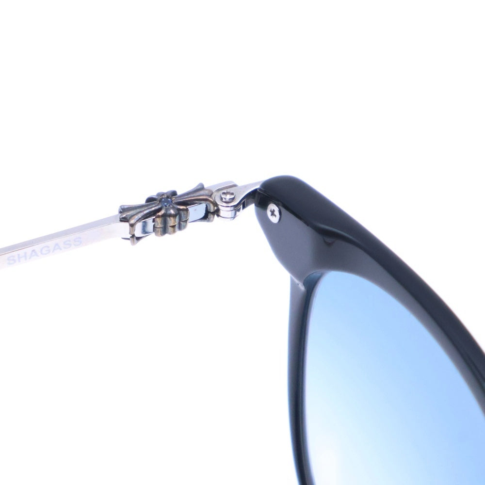 CHROME HEARTS(クロムハーツ) SHAGASS サイドクロスサファイアテンプル ウェリントン クリアフレーム サングラス 眼鏡 ブラック×シルバー