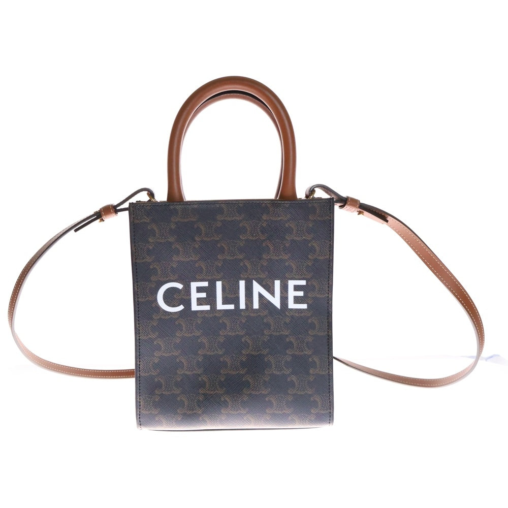 CELINE(セリーヌ) トリオンフ ミニ バーティカルカバ ブラウン PVCレザー 2wayバッグ ショルダーバッグ