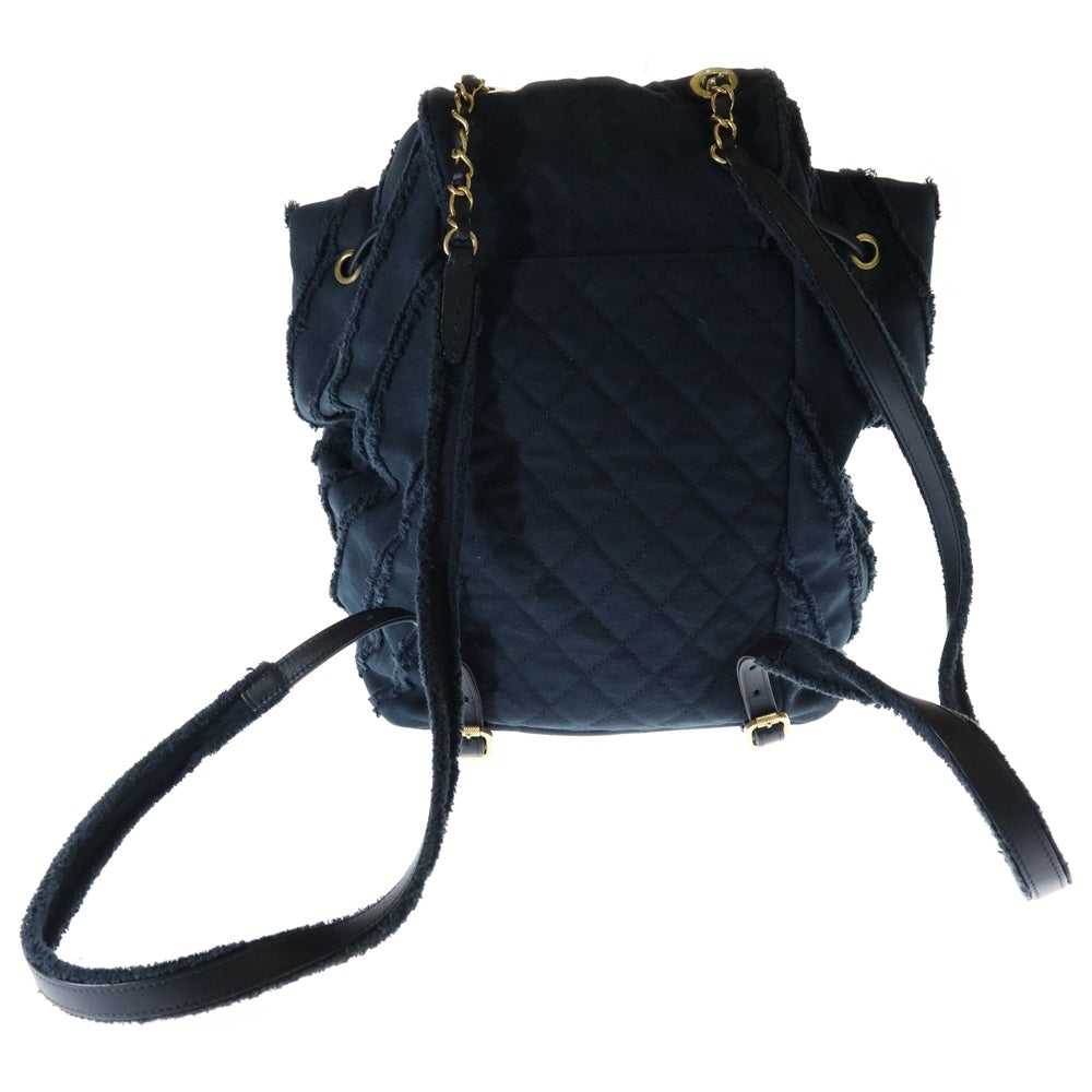 CHANEL(シャネル) ココマーク バックパック リュックサック ネイビー ゴールド金具 チェーン キャンバス