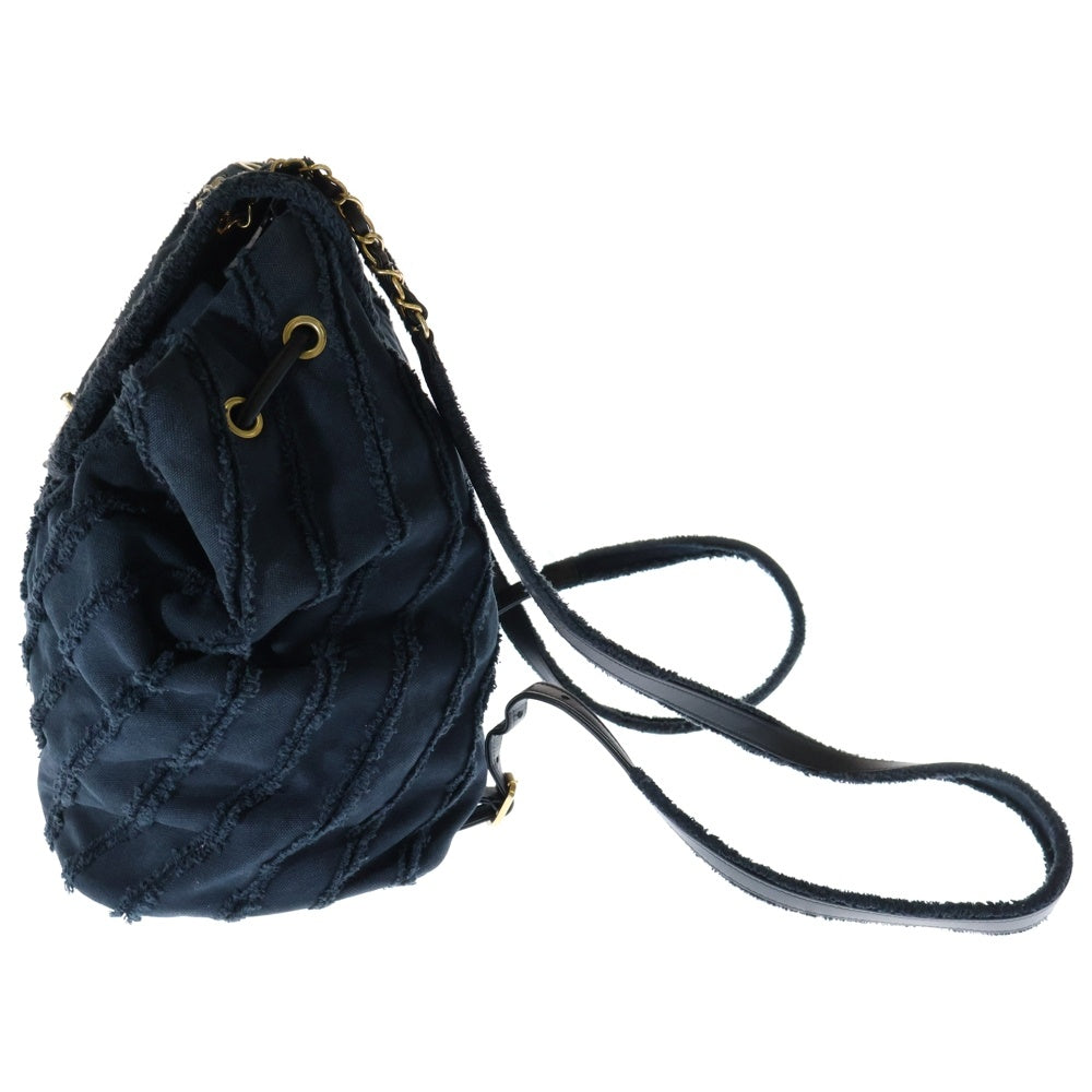CHANEL(シャネル) ココマーク バックパック リュックサック ネイビー ゴールド金具 チェーン キャンバス