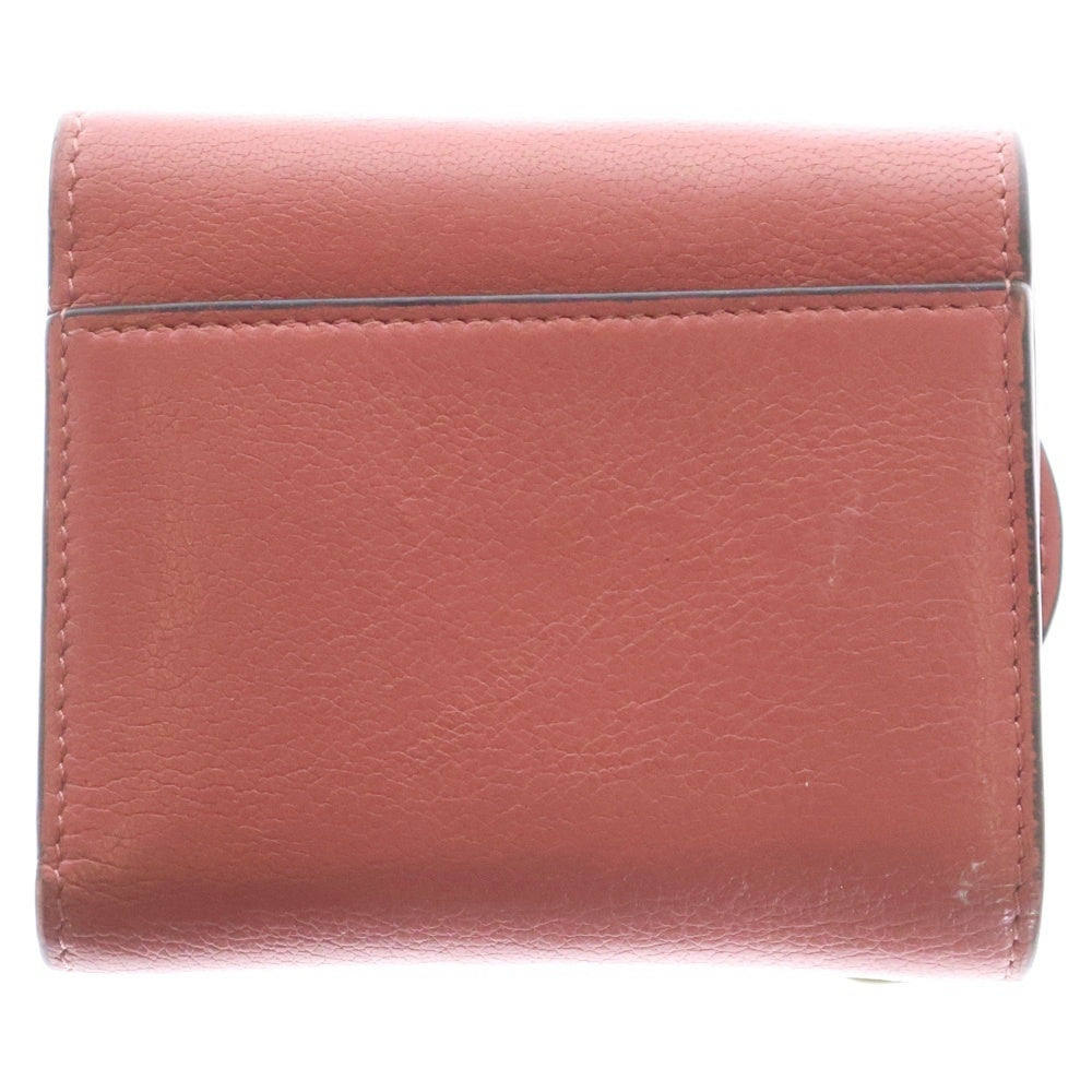 Christian Dior(クリスチャンディオール) サドル ロータスウォレット コンパクトウォレット 三つ折り財布 ゴールド金具 ピンク レザー