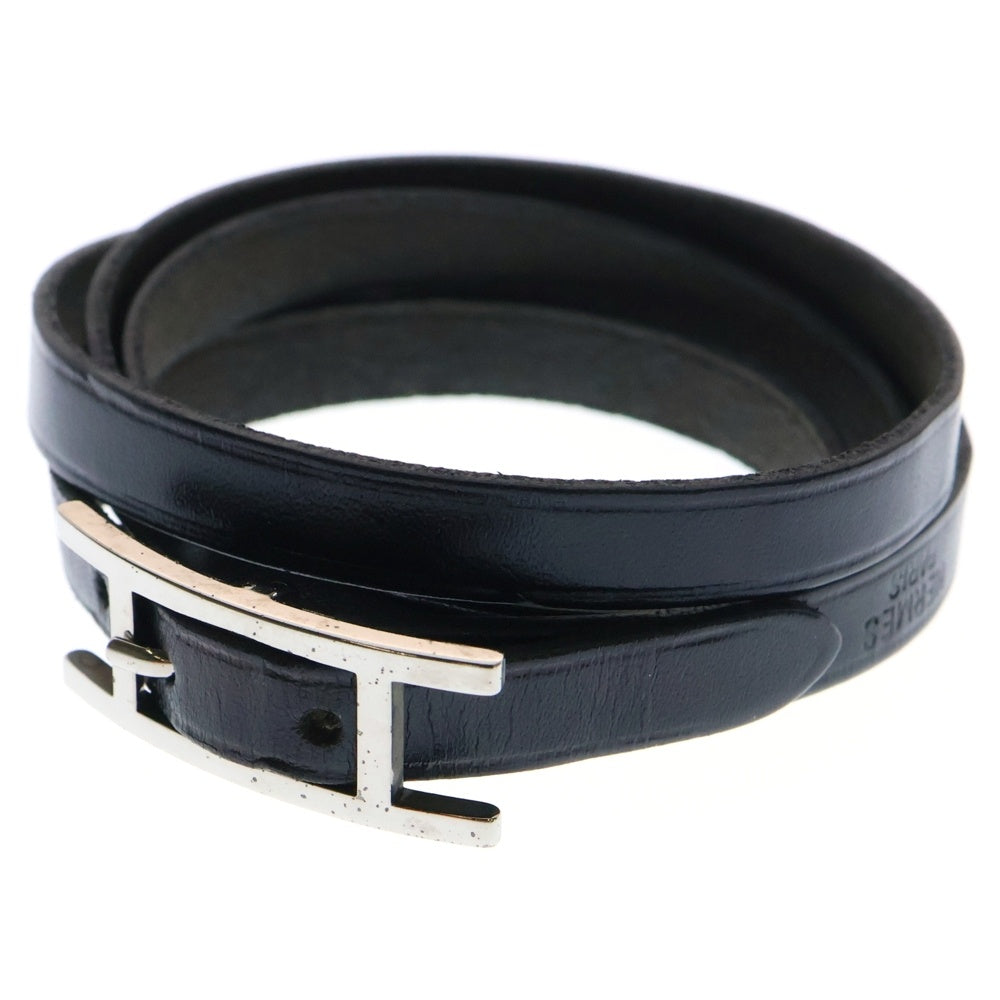 HERMES(エルメス) アピ3 ブレスレット ブラック シルバー金具 レザー □P刻印