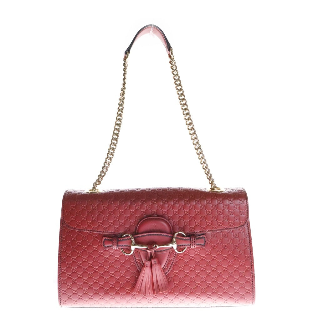 GUCCI(グッチ) グッチシマ エミリー チェーン ショルダーバッグ レッド レザー 449635