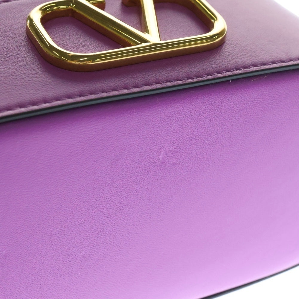 VALENTINO(ヴァレンティノ) Vロゴ 巾着 チェーン ショルダーバッグ レザー パープル