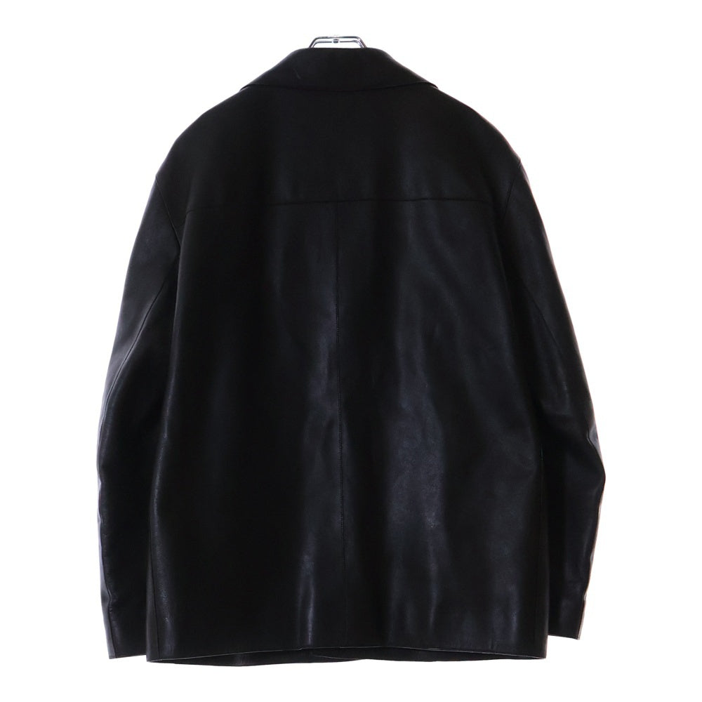 PRADA(プラダ) レザー 3B シングル テーラードカラー ジャケット ブラウン/オリーブ
