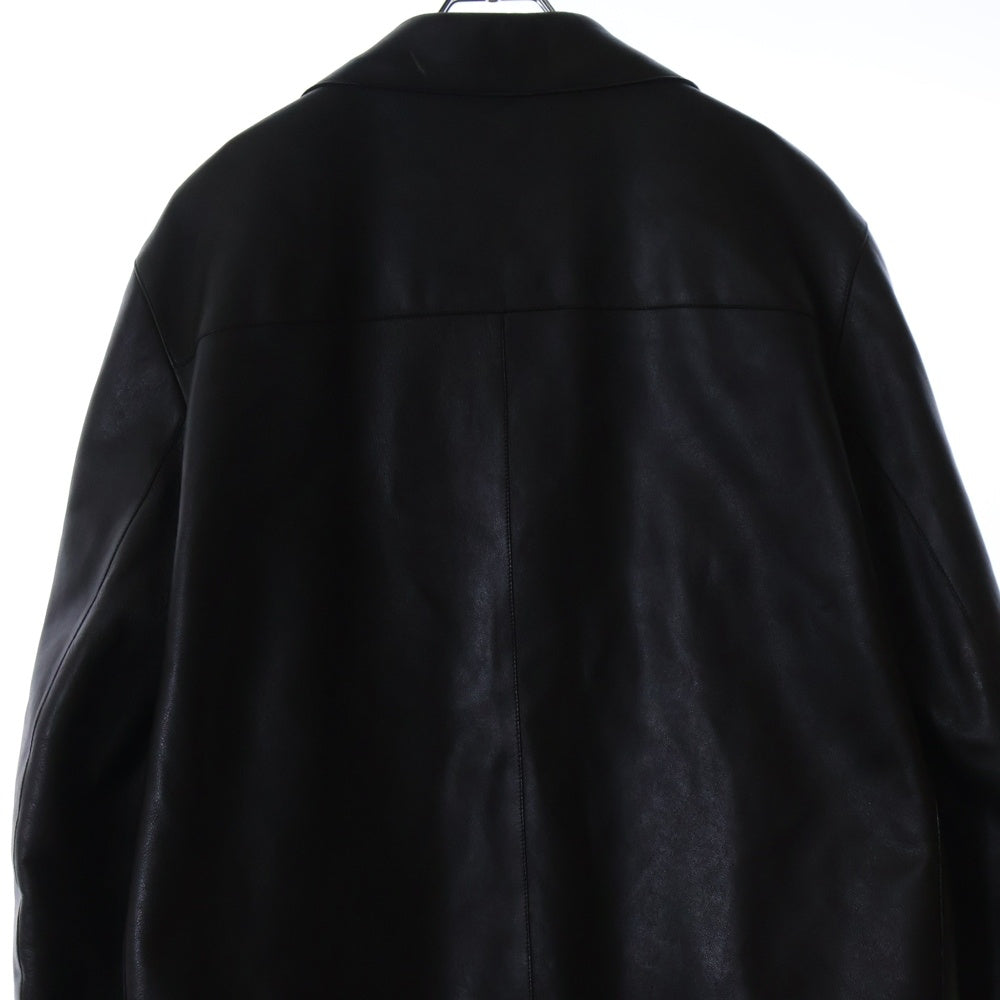 PRADA(プラダ) レザー 3B シングル テーラードカラー ジャケット ブラウン/オリーブ