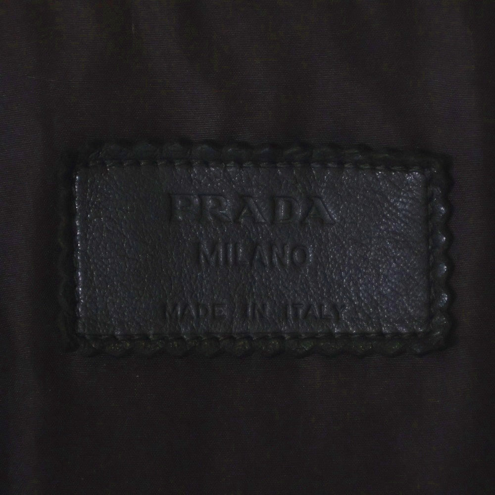 PRADA(プラダ) レザー 3B シングル テーラードカラー ジャケット ブラウン/オリーブ