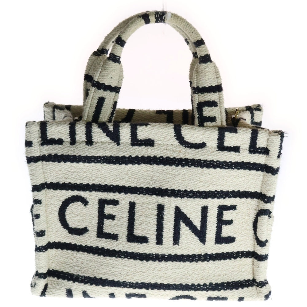 CELINE(セリーヌ) カバ タイス スモール 2way バッグ ショルダーバッグ ハンドバッグ ミニトートバッグ ホワイト×ブラック ゴールド金具 パイル