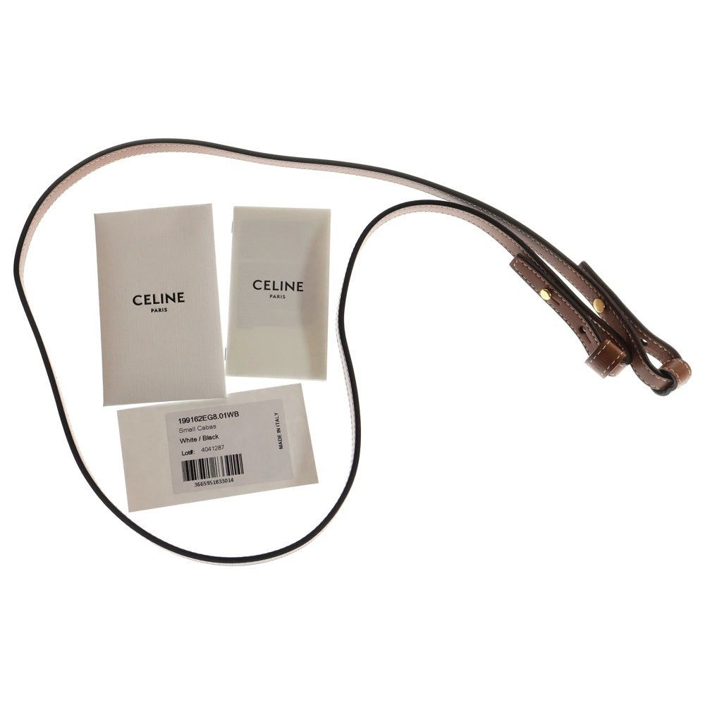 CELINE(セリーヌ) カバ タイス スモール 2way バッグ ショルダーバッグ ハンドバッグ ミニトートバッグ ホワイト×ブラック ゴールド金具 パイル
