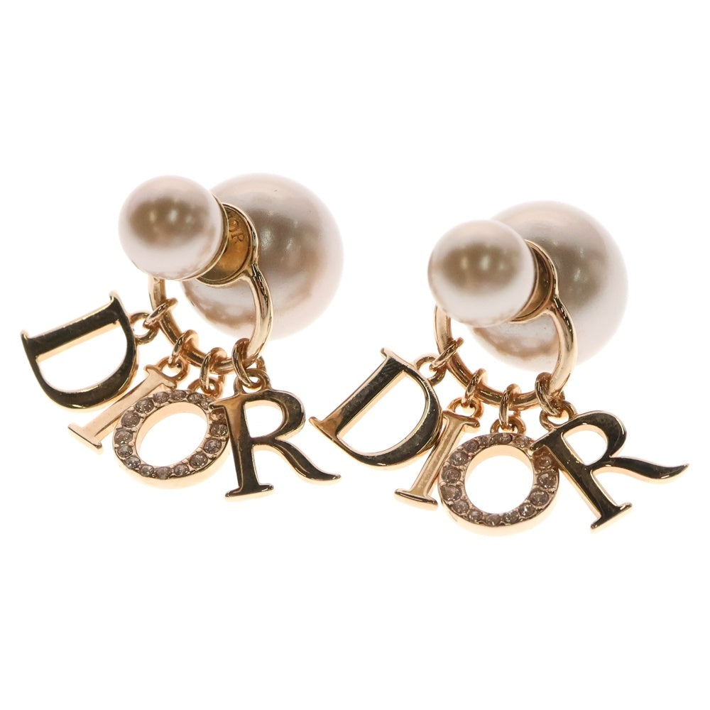 Christian Dior(クリスチャンディオール) トライバル ロゴ フェイクパール ピアス ピンク GP