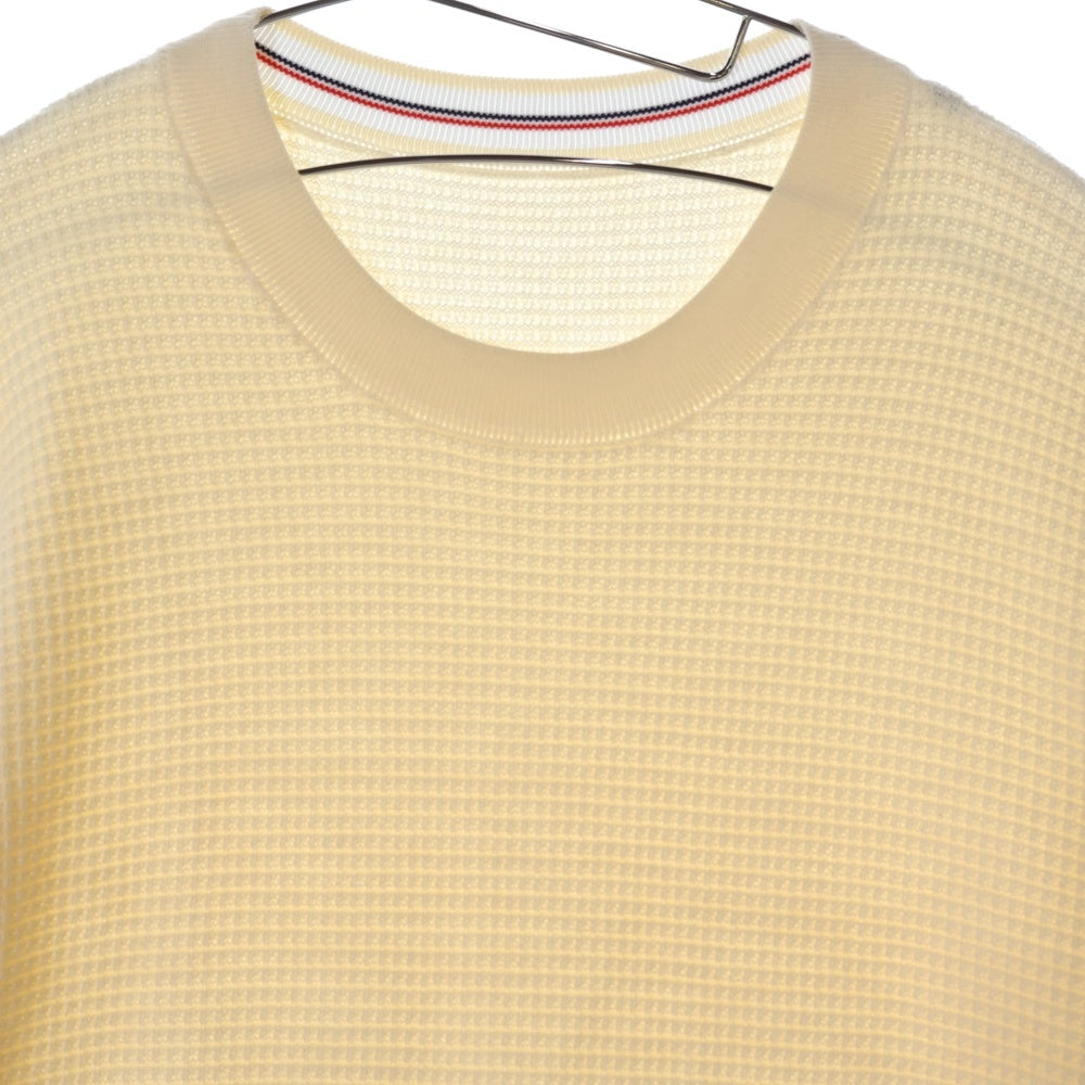 MONCLER(モンクレール) 18AW ワッペンロゴ ワッフル クルーネック プルオーバー ロングスリーブ 長袖 ニット セーター アイボリー D20919033800 969B2