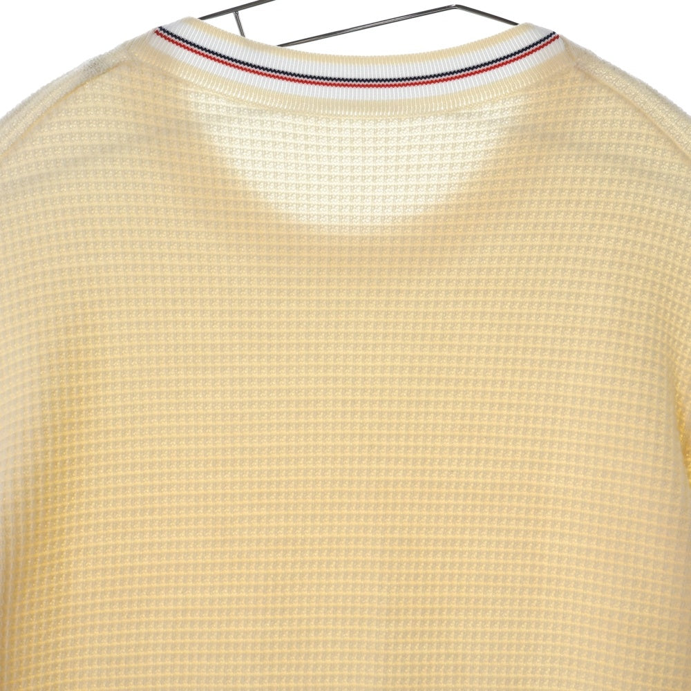 MONCLER(モンクレール) 18AW ワッペンロゴ ワッフル クルーネック プルオーバー ロングスリーブ 長袖 ニット セーター アイボリー D20919033800 969B2
