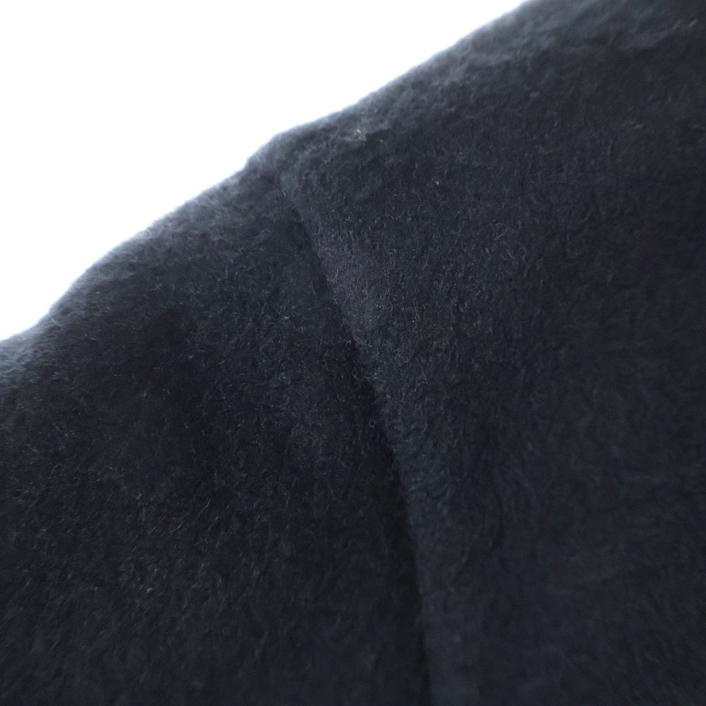 HERMES(エルメス) セリエボタン ラムレザーパッチ アーガイルチェック柄 カシミヤ フーデッド ダッフルコート ブラック 3H0133DA
