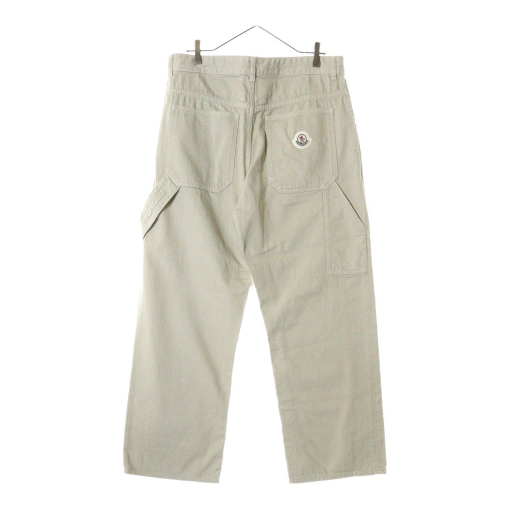 MONCLER(モンクレール) 22AW Grey Cargo trousers ロゴ刺繍 グレイカーゴ ワッペンロゴ ストレート ペインターパンツ トラウザーズ ベージュ H20912A00011 5968Z