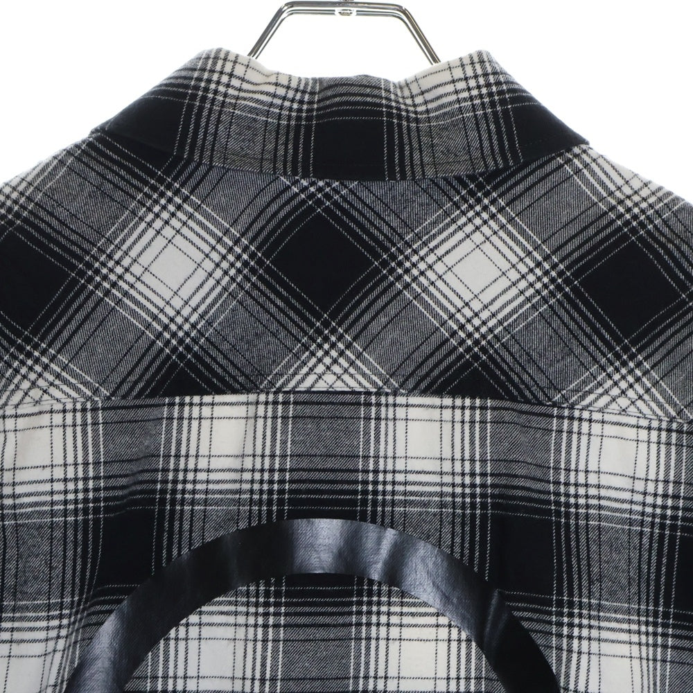 MONCLER(モンクレール) 22SS CAMICIA バック ビックロゴプリント チェック総柄 スナップボタン ロングスリーブ 長袖シャツ ブラック/ホワイト H10912F00002 549XX