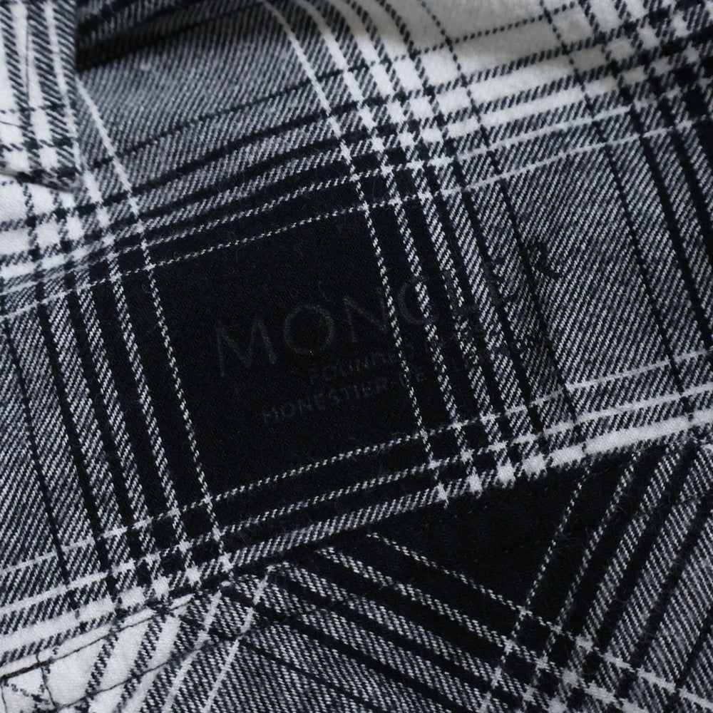 MONCLER(モンクレール) 22SS CAMICIA バック ビックロゴプリント チェック総柄 スナップボタン ロングスリーブ 長袖シャツ ブラック/ホワイト H10912F00002 549XX