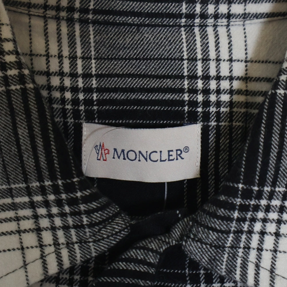 MONCLER(モンクレール) 22SS CAMICIA バック ビックロゴプリント チェック総柄 スナップボタン ロングスリーブ 長袖シャツ ブラック/ホワイト H10912F00002 549XX