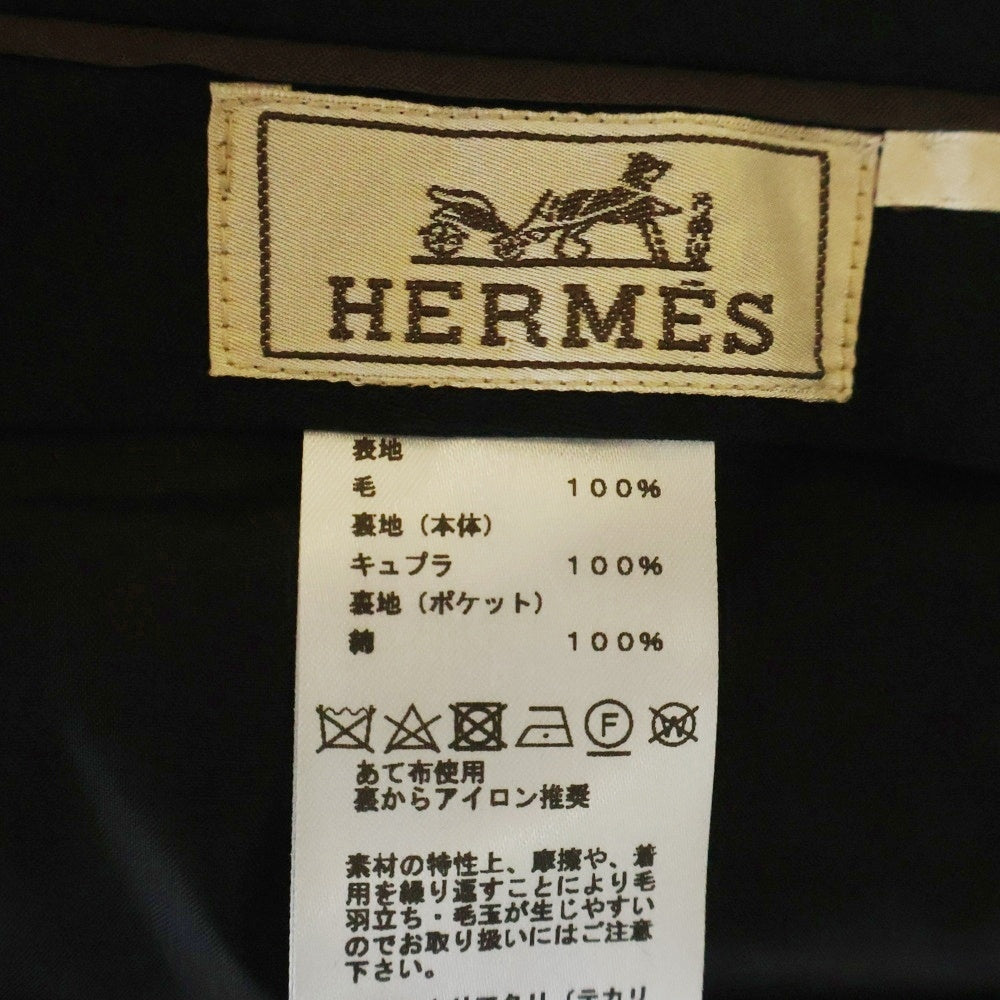 HERMES(エルメス) ウール ノータック スラックス パンツ トラウザーズ グレー PN382