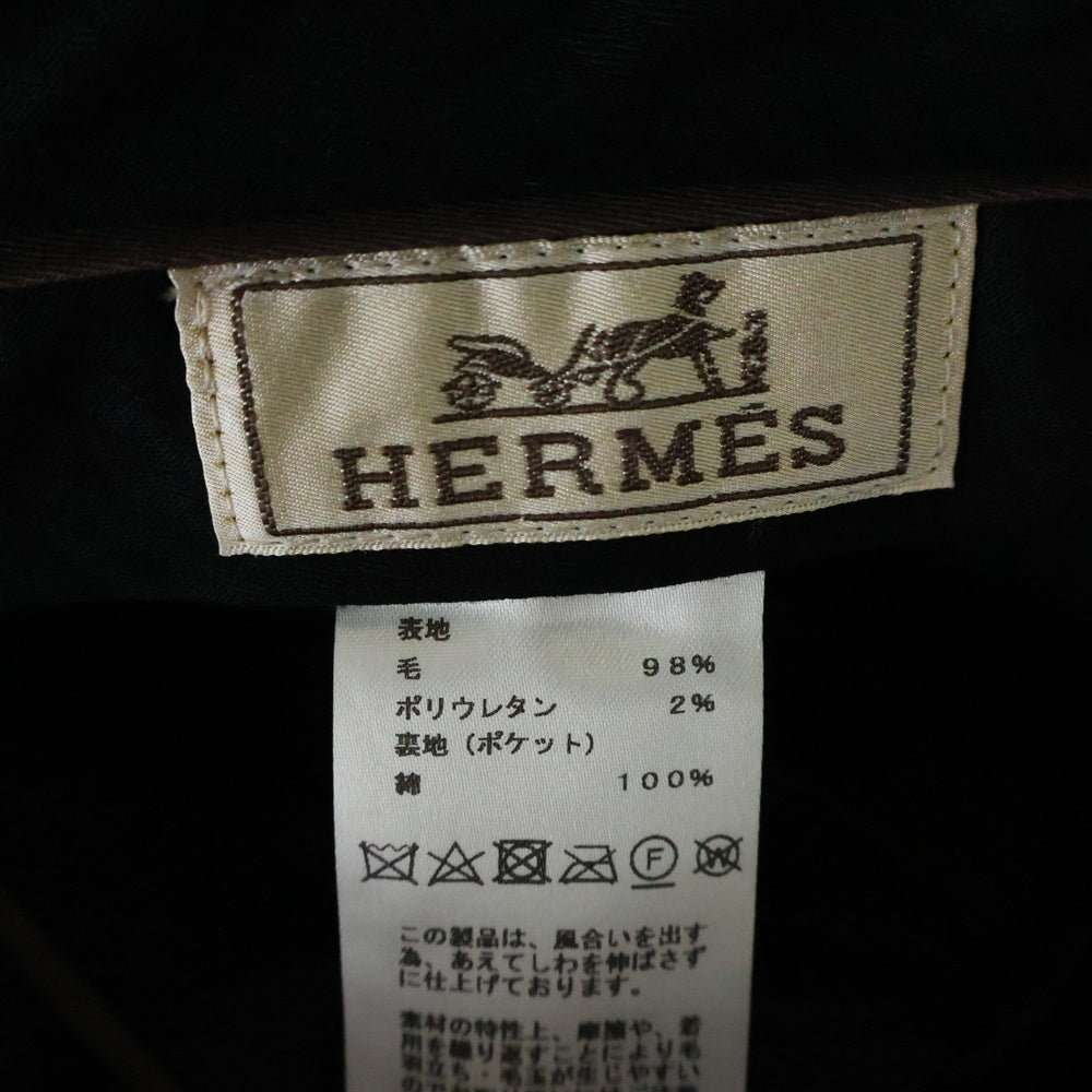 HERMES(エルメス) シアサッカー生地 ノータック スラックス パンツ トラウザーズ ネイビー A19900W