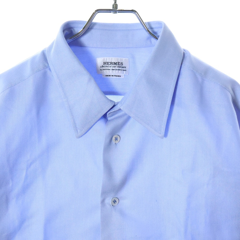 HERMES(エルメス) 長袖 ドレスシャツ カッターシャツ ブルー コットン sur mesure オーダー品