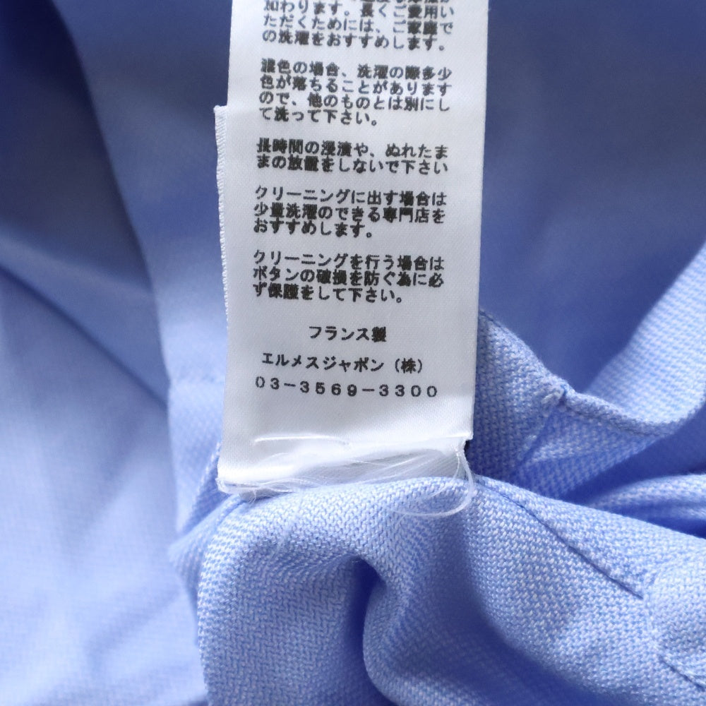 HERMES(エルメス) 長袖 ドレスシャツ カッターシャツ ブルー コットン sur mesure オーダー品