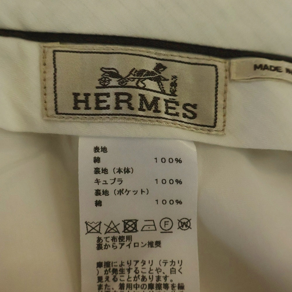 HERMES(エルメス) コーデュロイ コットン ノータック スラックス パンツ トラウザーズ ホワイト PN382