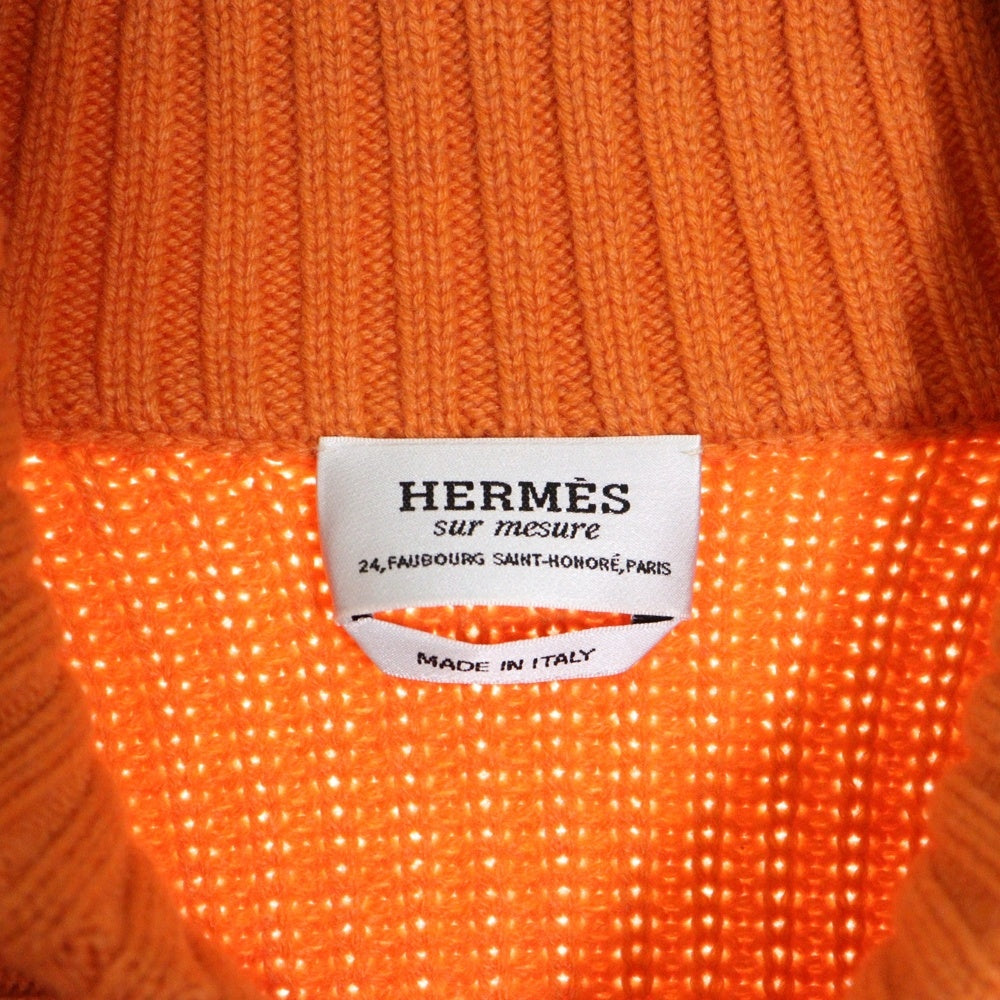 HERMES(エルメス) ニット カーディガン カシミヤ100% オレンジ sur mesure オーダー品