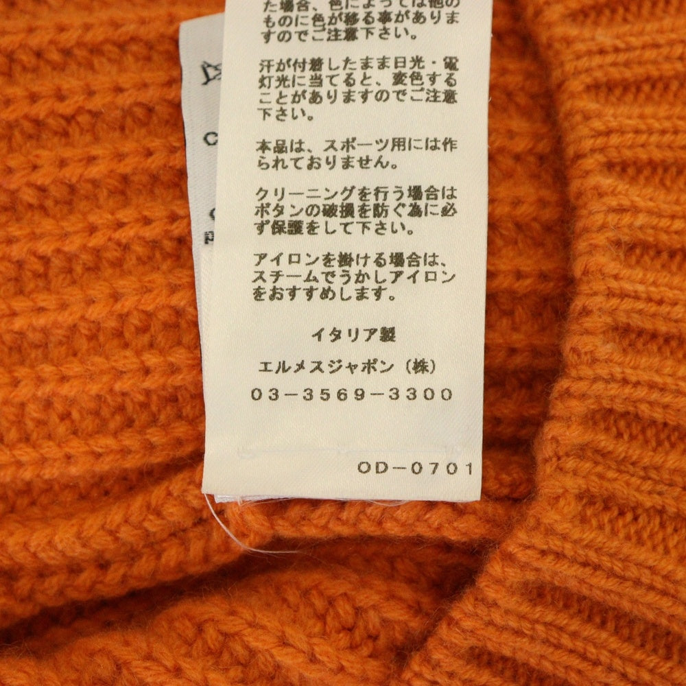 HERMES(エルメス) ニット カーディガン カシミヤ100% オレンジ sur mesure オーダー品